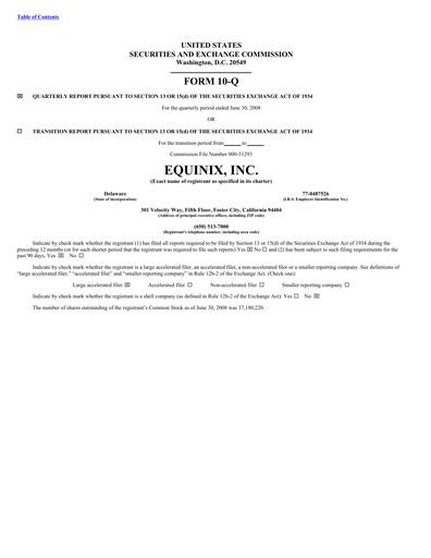 Thumbnail Equinix Quarterly Report 2008-q2