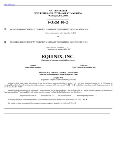 Thumbnail Equinix Quarterly Report 2008-q3