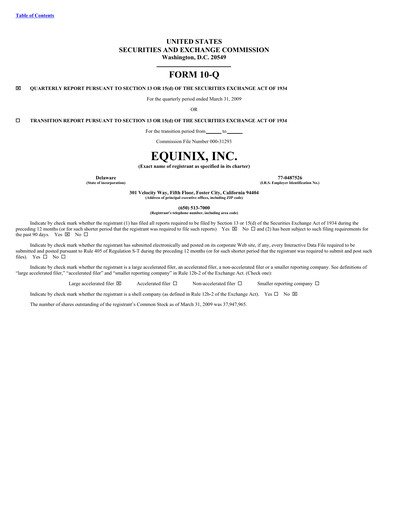 Thumbnail Equinix Quarterly Report 2009-q1