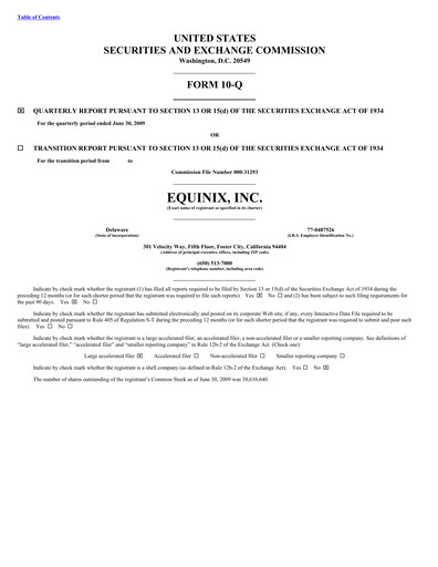Thumbnail Equinix Quarterly Report 2009-q2
