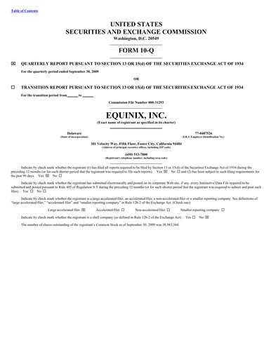 Thumbnail Equinix Quarterly Report 2009-q3