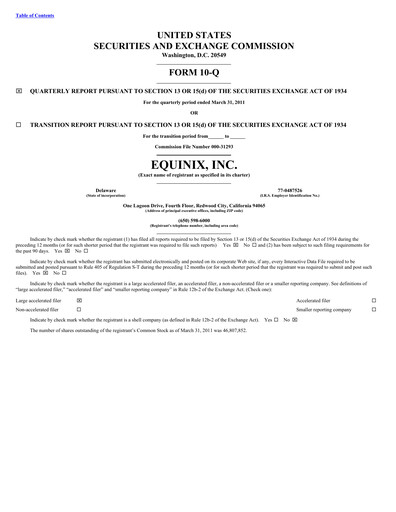 Thumbnail Equinix Quarterly Report 2011-q1