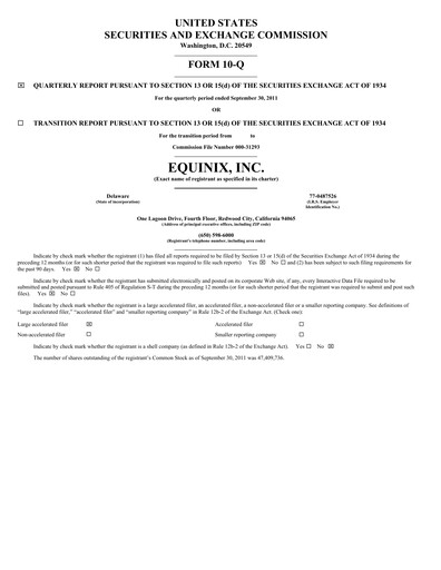 Thumbnail Equinix Quarterly Report 2011-q3