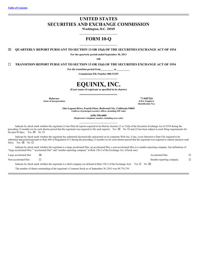 Thumbnail Equinix Quarterly Report 2013-q3