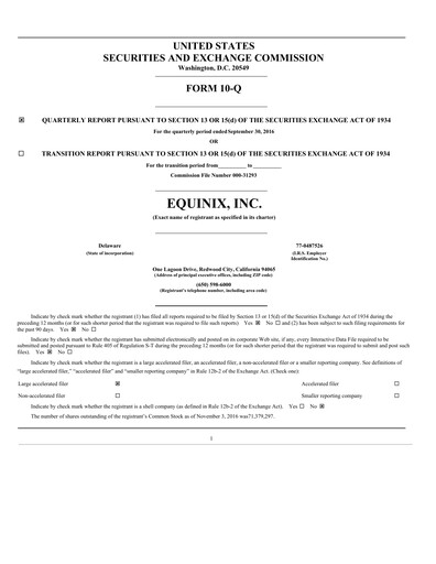 Thumbnail Equinix Quarterly Report 2016-q3