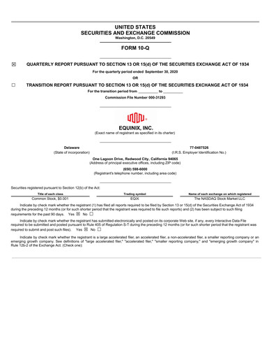 Thumbnail Equinix Quarterly Report 2020-q3