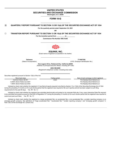 Thumbnail Equinix Quarterly Report 2021-q3
