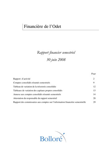 Miniature Compagnie de l'Odet Rapport semestriel 2008-h1
