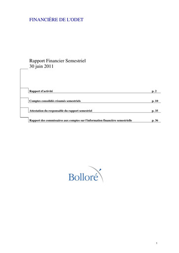 Miniature Compagnie de l'Odet Rapport semestriel 2011-h1