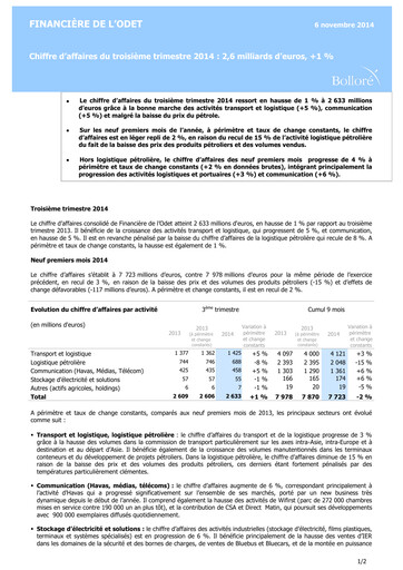 Thumbnail Compagnie de l'Odet Quarterly Report 2014-q3