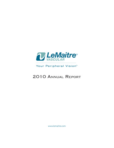 Thumbnail LeMaitre Vascular Annual Report 2010
