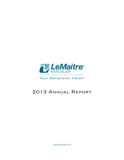 Thumbnail LeMaitre Vascular Annual Report 2013