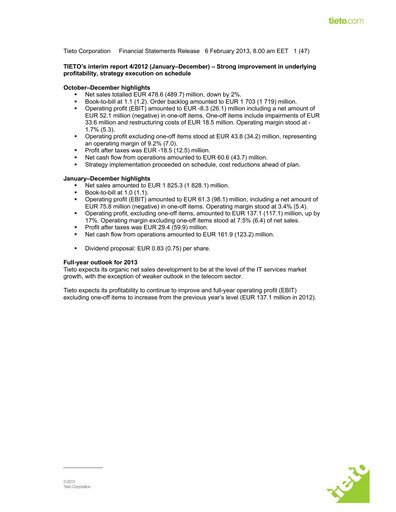 Thumbnail TietoEVRY Financial Statement 2012