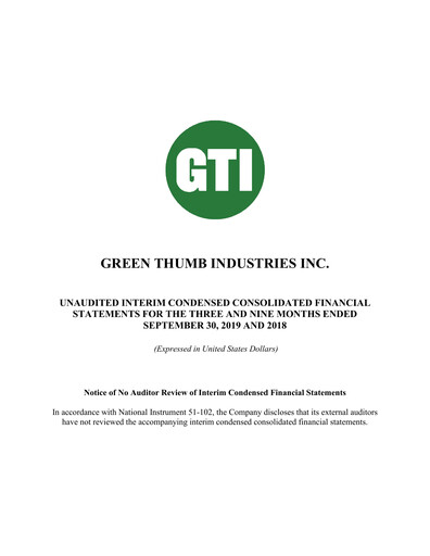Thumbnail Green Thumb Industries Quarterly Report 2019-q3