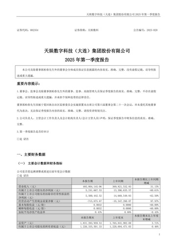Thumbnail Tianyu Digital Technology (Dalian) Quarterly Report 2025-q1