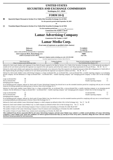 Thumbnail Lamar Advertising Quarterly Report 2020-q3