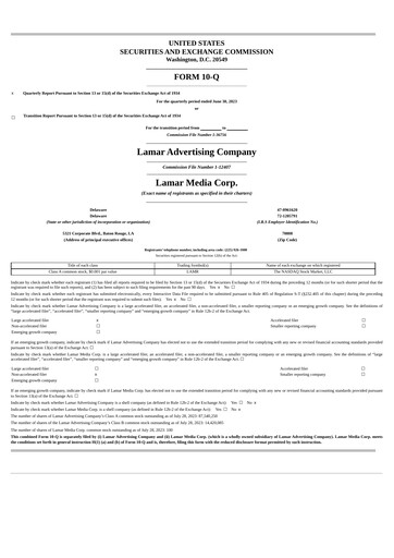 Thumbnail Lamar Advertising Quarterly Report 2023-q2