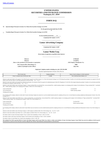 Thumbnail Lamar Advertising Quarterly Report 2026-q2