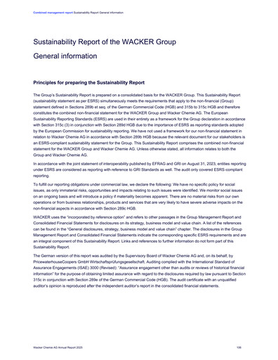 Miniature Wacker Chemie
 Rapport de durabilité 2025