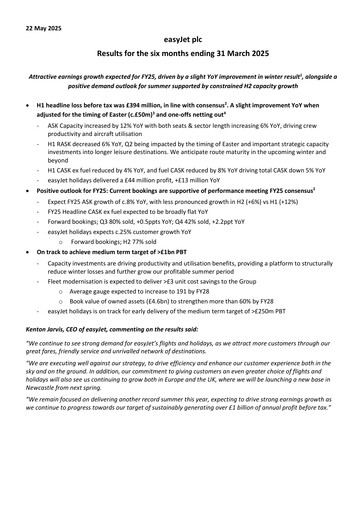 Thumbnail easyJet Half-year Report 2025-h1