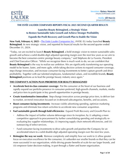 Thumbnail Estee Lauder Quarterly Report 2024-2025-q2