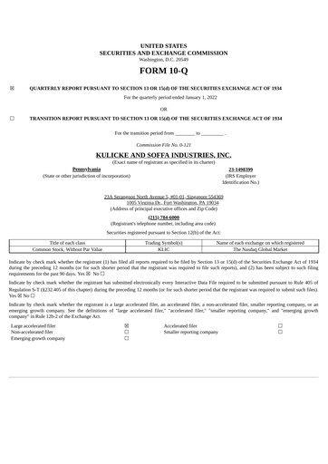 Vorschaubild Kulicke and Soffa Industries Quartalsbericht 2022-q1