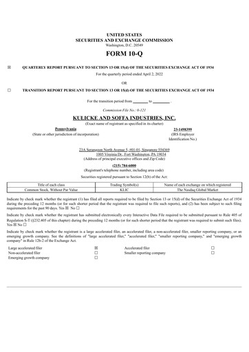 Vorschaubild Kulicke and Soffa Industries Quartalsbericht 2022-q2