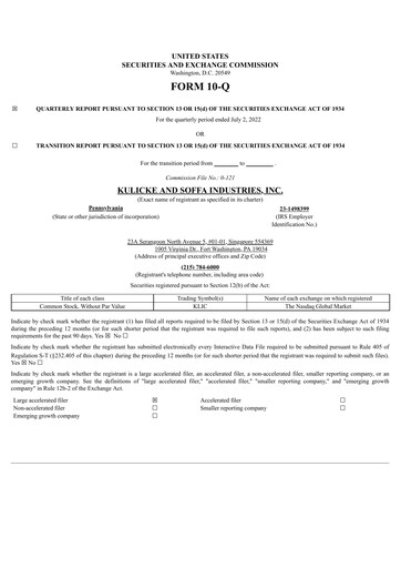 Vorschaubild Kulicke and Soffa Industries Quartalsbericht 2022-q3