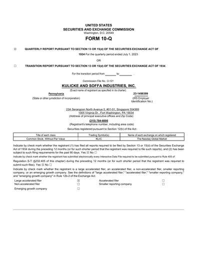 Vorschaubild Kulicke and Soffa Industries Quartalsbericht 2023-q3