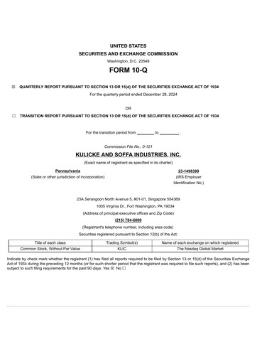 Vorschaubild Kulicke and Soffa Industries Quartalsbericht 2025-q1