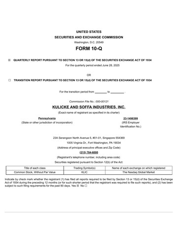 Vorschaubild Kulicke and Soffa Industries Quartalsbericht 2025-q3