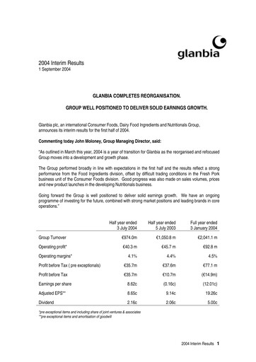 Vorschaubild Glanbia plc Halbjahresbericht 2004-h1