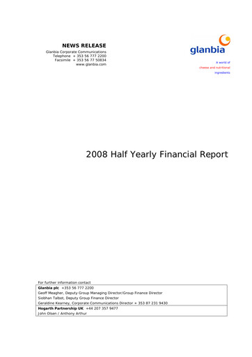Vorschaubild Glanbia plc Halbjahresbericht 2008-h1