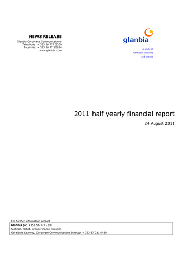 Vorschaubild Glanbia plc Halbjahresbericht 2011-h1