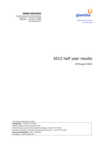 Vorschaubild Glanbia plc Halbjahresbericht 2012-h1