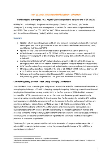 Vorschaubild Glanbia plc Quartalsbericht 2021-q1