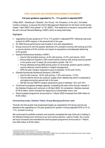 Vorschaubild Glanbia plc Quartalsbericht 2023-q1