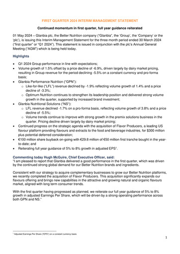 Vorschaubild Glanbia plc Quartalsbericht 2024-q1