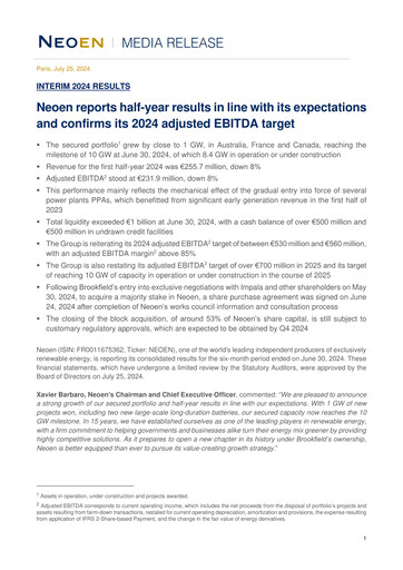 Thumbnail Neoen Half-year Report 2024-h1