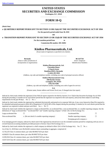 Thumbnail Kiniksa Pharmaceuticals
 Quarterly Report 2018-q2