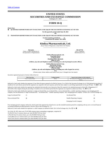 Thumbnail Kiniksa Pharmaceuticals
 Quarterly Report 2023-q2