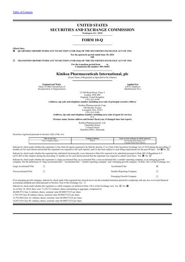 Thumbnail Kiniksa Pharmaceuticals
 Quarterly Report 2024-q2