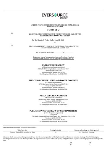Thumbnail Eversource Energy Quarterly Report 2021-q2