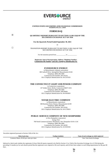 Thumbnail Eversource Energy Quarterly Report 2021-q3
