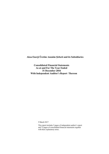 Thumbnail Aksa Energy Financial Statement 2016