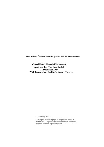 Thumbnail Aksa Energy Financial Statement 2019