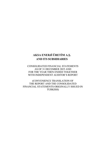Thumbnail Aksa Energy Financial Statement 2025