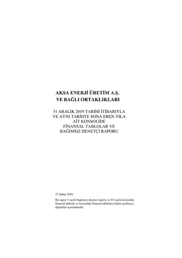 Thumbnail Aksa Energy Financial Statement 2019
