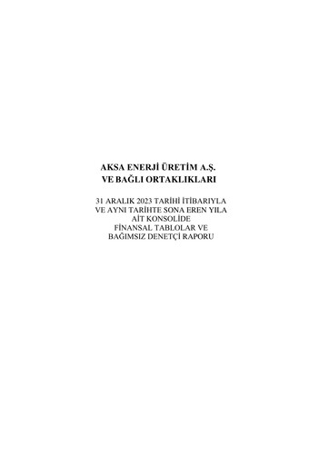 Thumbnail Aksa Energy Financial Statement 2023