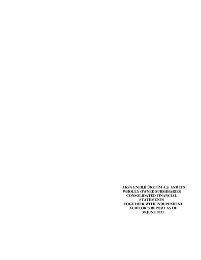 Thumbnail Aksa Energy Half-year Report 2011-h1